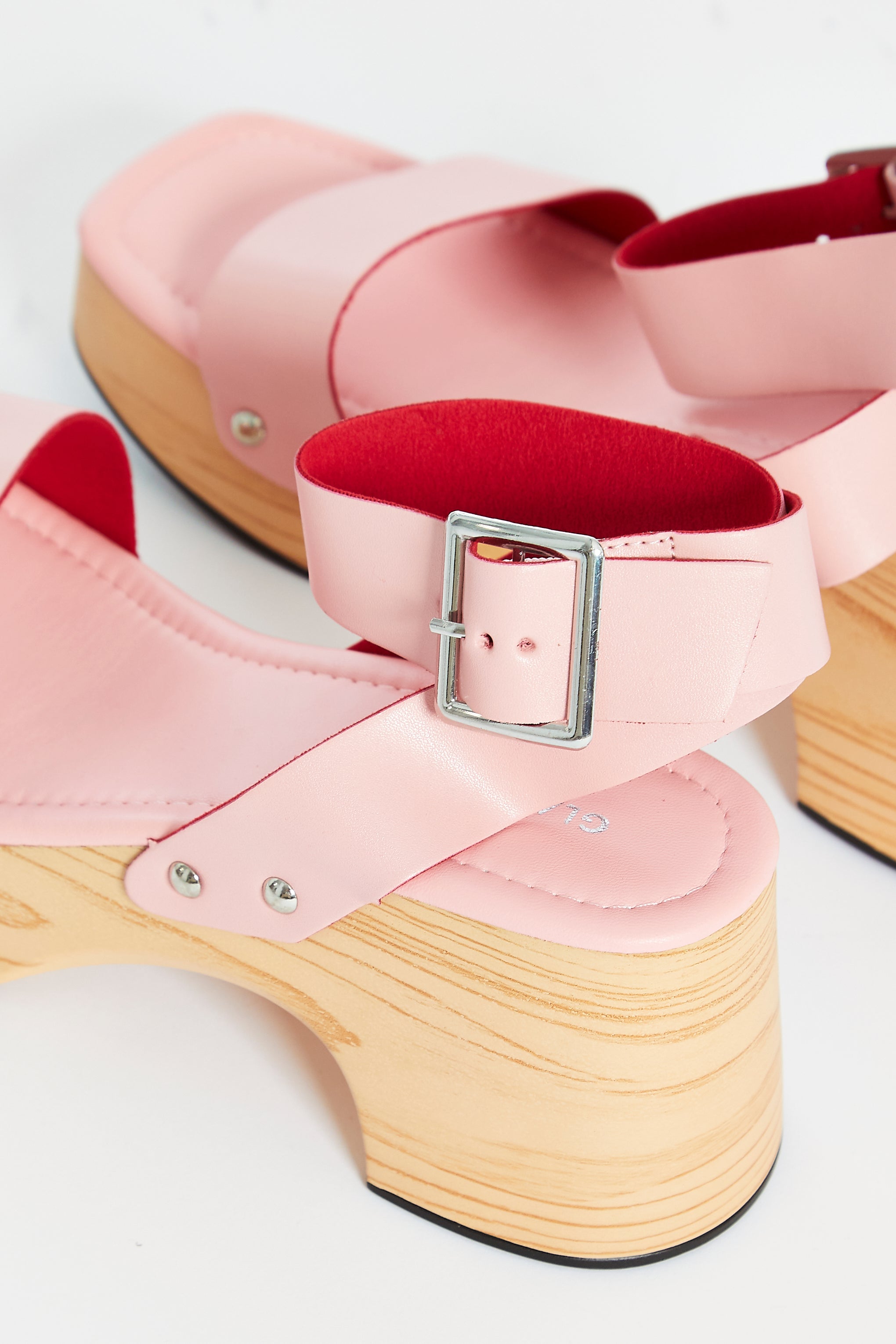 Glamorous Baby-Pink Open Toe Block-Heel Sandals