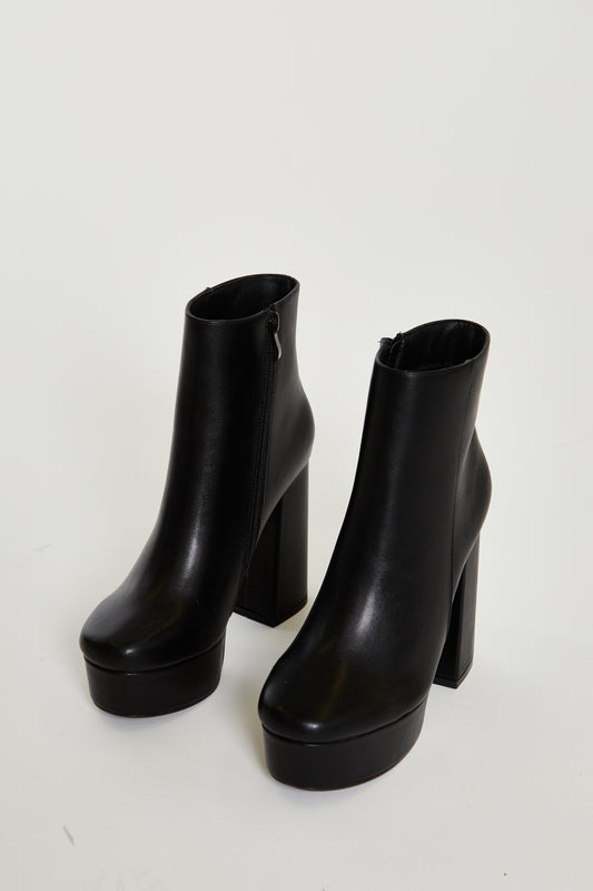 Glamorous Black Platform Block Heel Ankle Boots