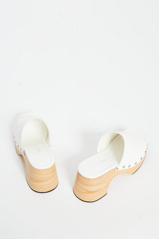 Glamorous White Open Toe Mule Clog Sandals
