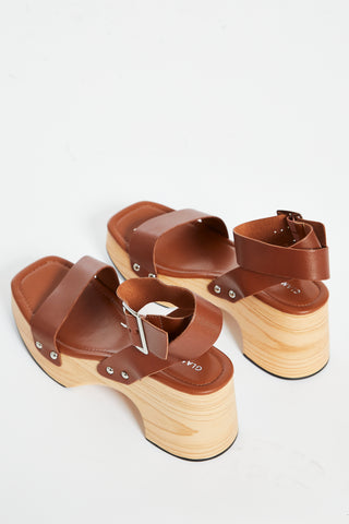 Glamorous Tan Open Toe Block Heel Sandals
