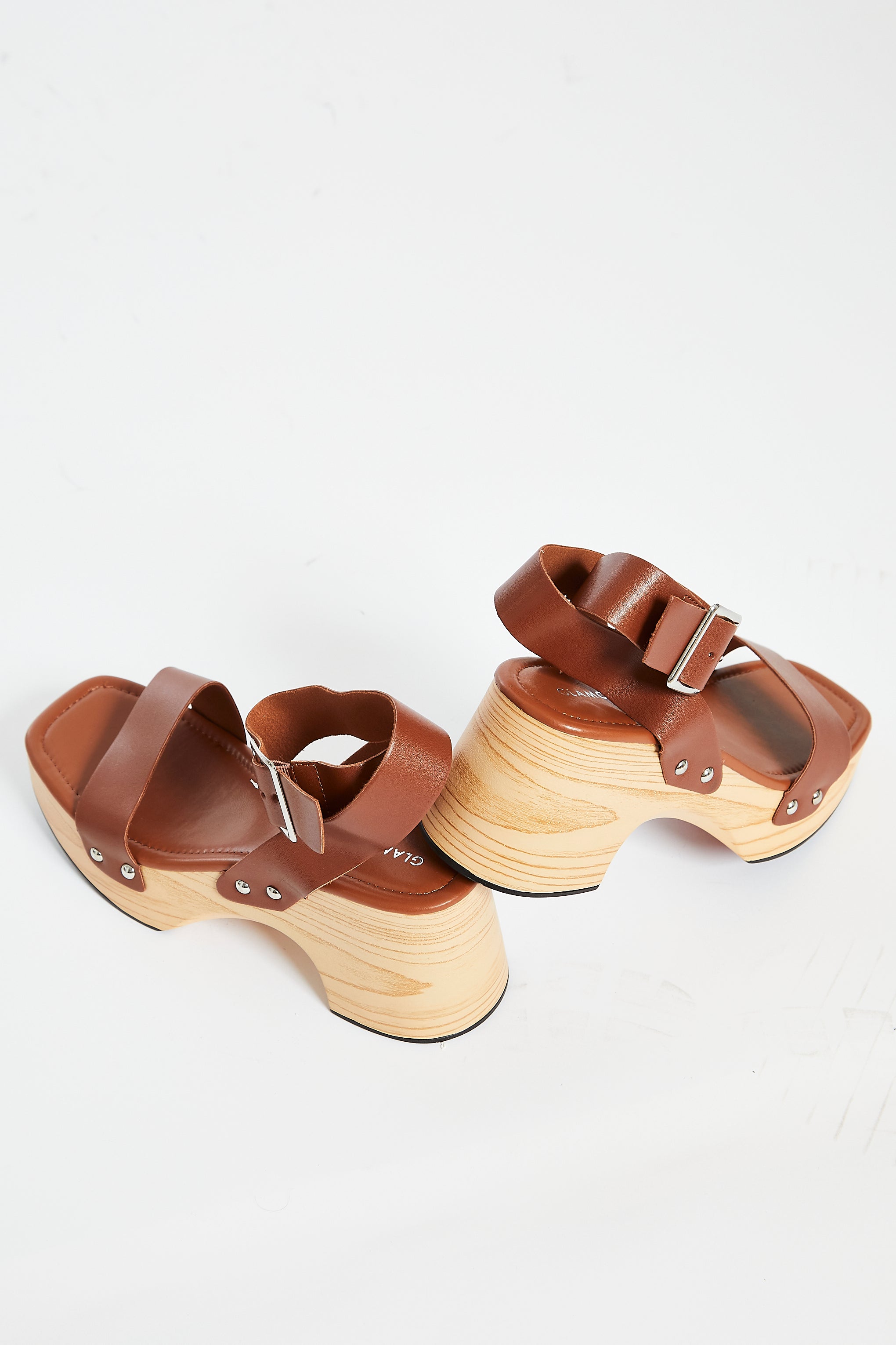 Glamorous Tan Open Toe Block Heel Sandals