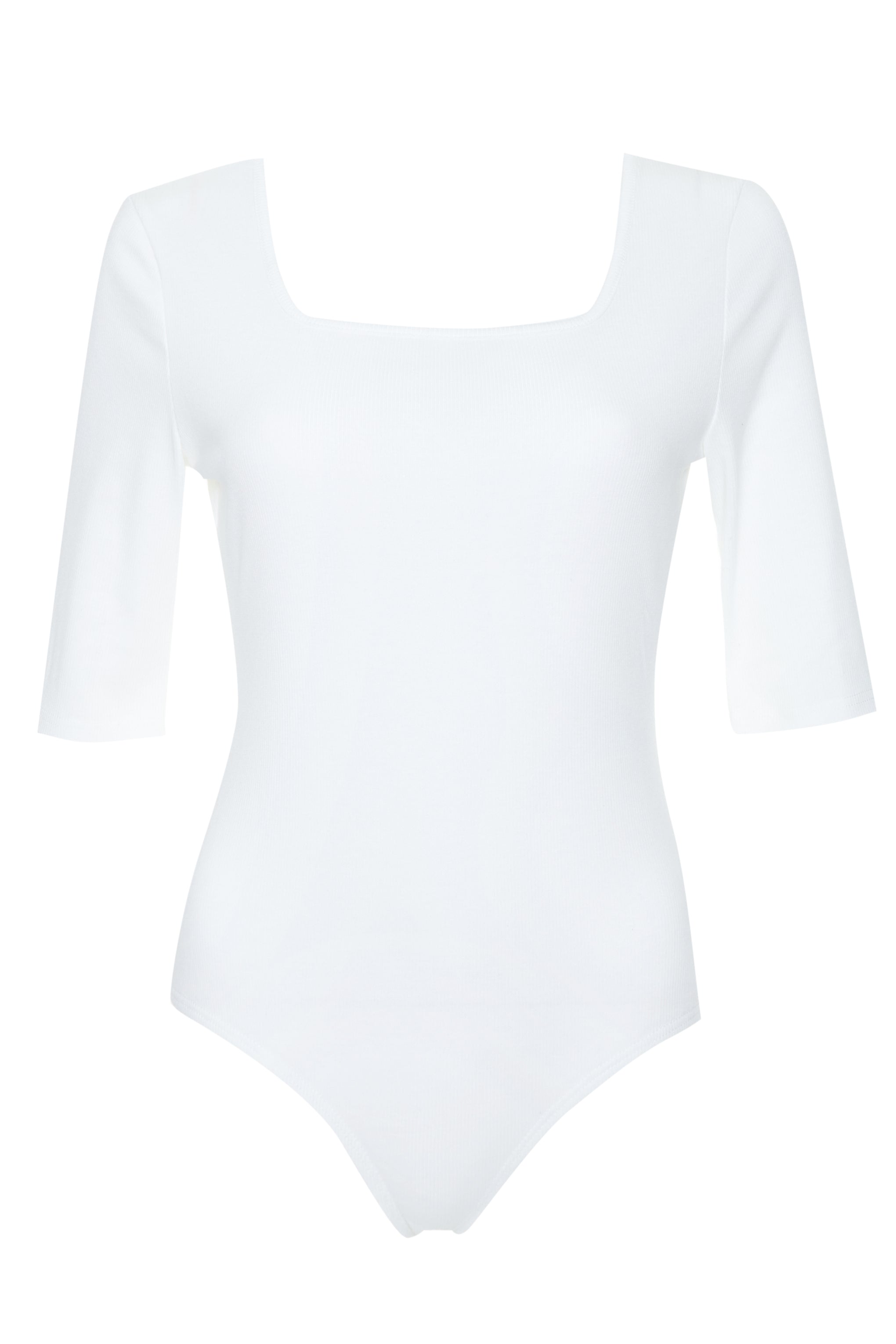 Glamorous Off White Square Neck 1/2 Length Sleeve Bodysuit
