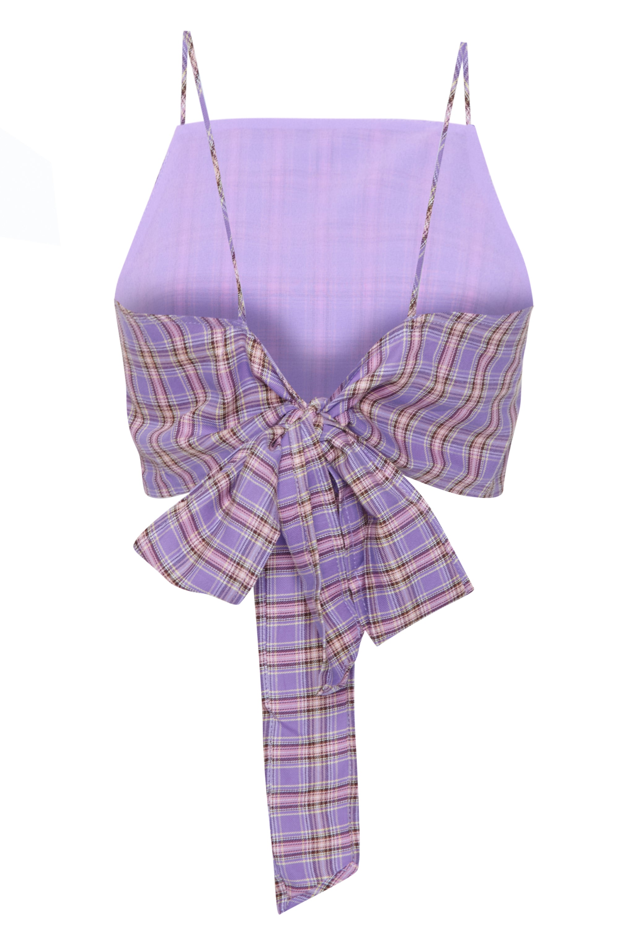 Glamorous Lilac Pink Check Tie Back Crop Top