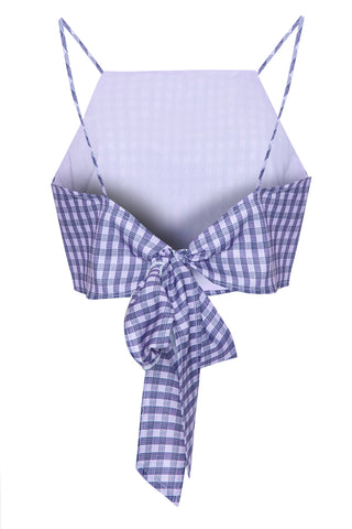 Glamorous Purple Check Tie Back Crop Top