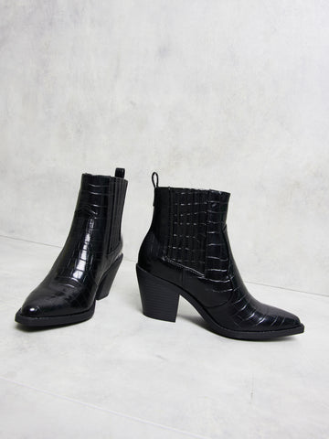 Glamorous Black Western Block Heel Boots