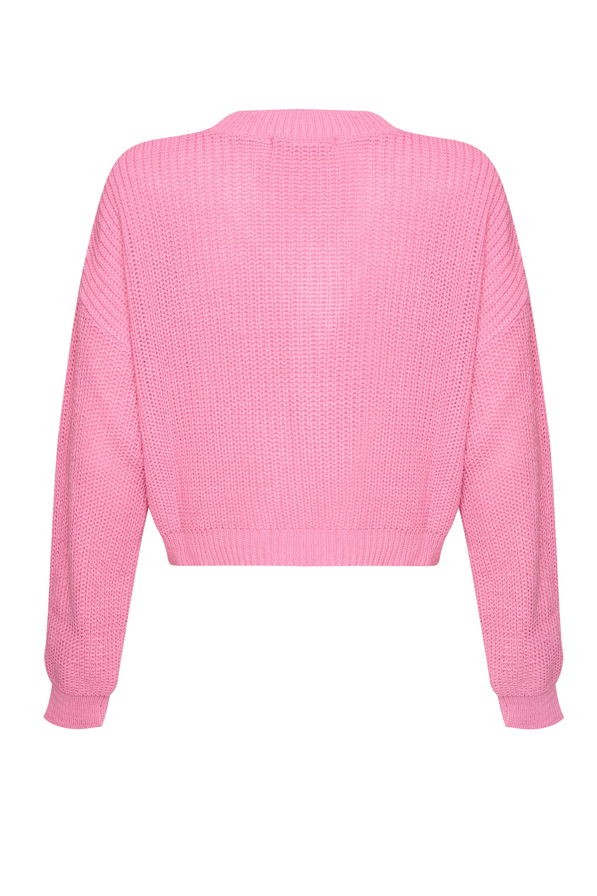 Crop Top Pink Cropped Knitted Jumper Basic Roll Neck Crop Jumper