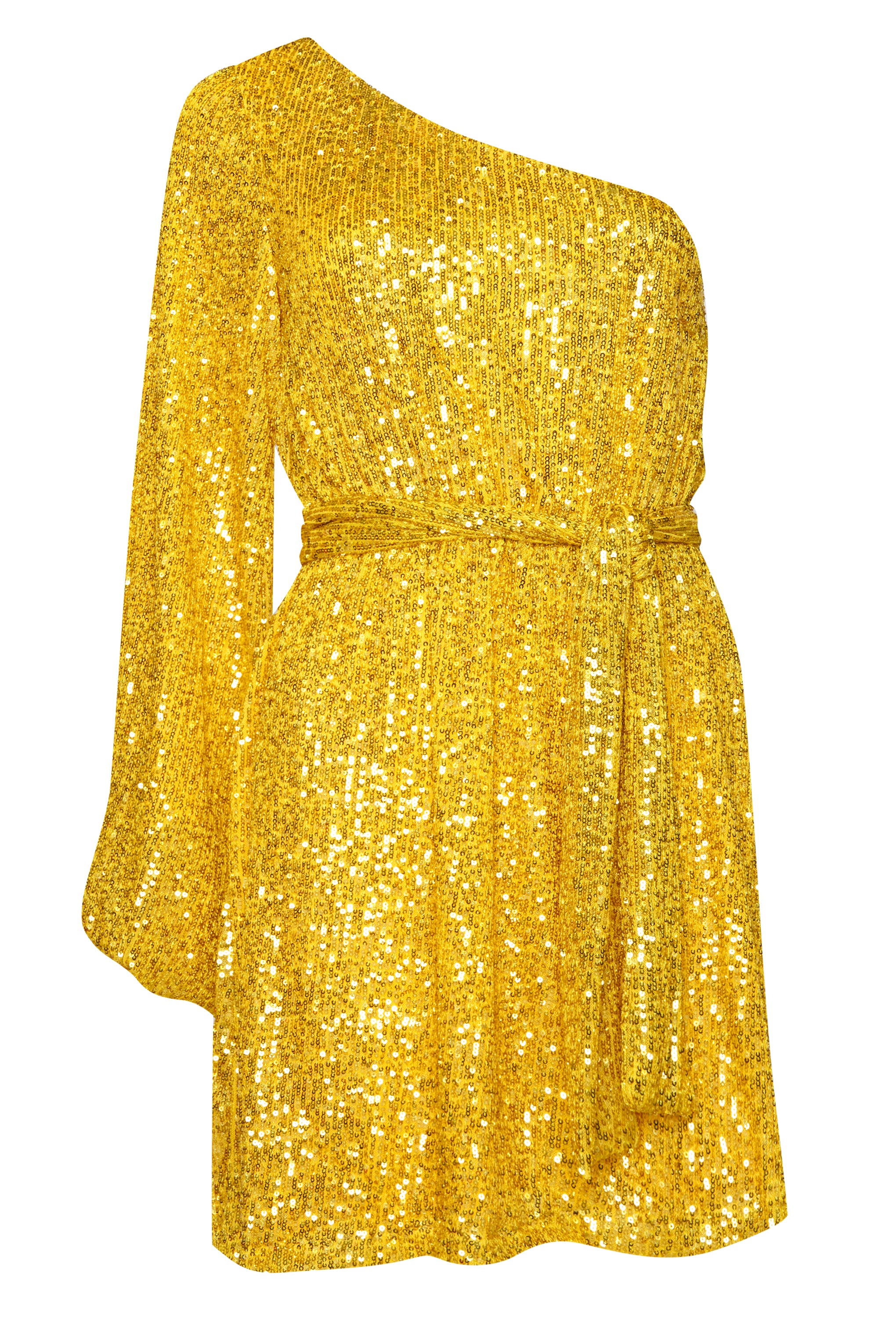 Glamorous Gold Sequin One Sleeve Mini Dress