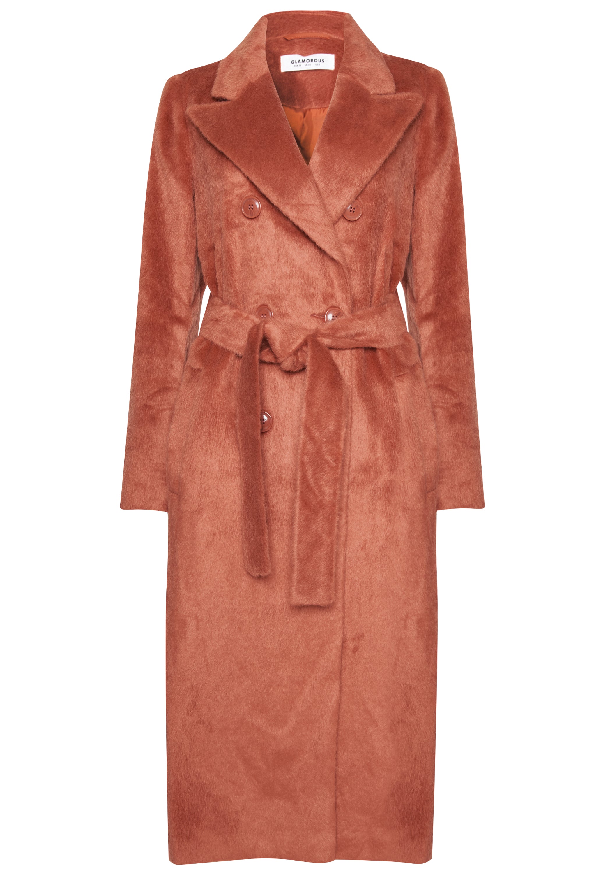 Glamorous Rust Double Breasted Long Line Coat