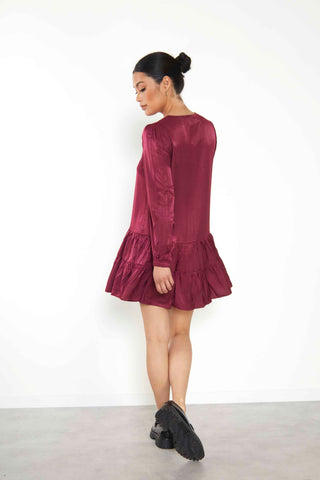 Glamorous Burgundy Shift Mini Dress