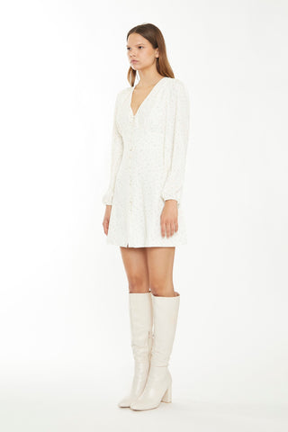 Cream Peach Ditsy Mini Dress