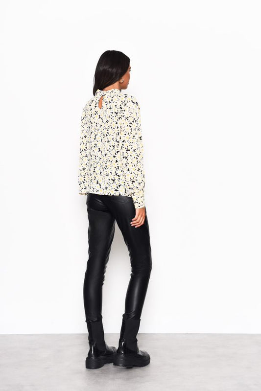 Glamorous Daisy Print High Neck Long Sleeve Blouse