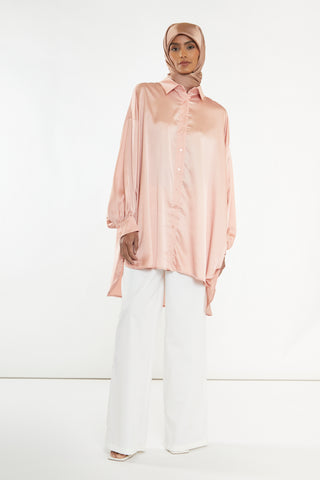 Glamorous Modest Dusty Peach Shirt Dress