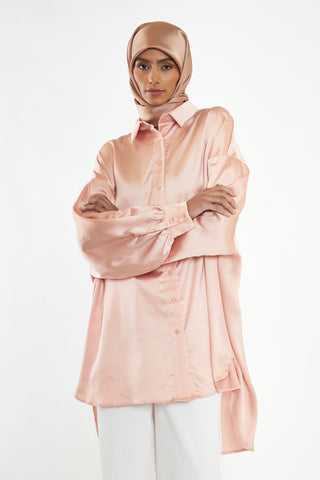 Glamorous Modest Dusty Peach Shirt Dress