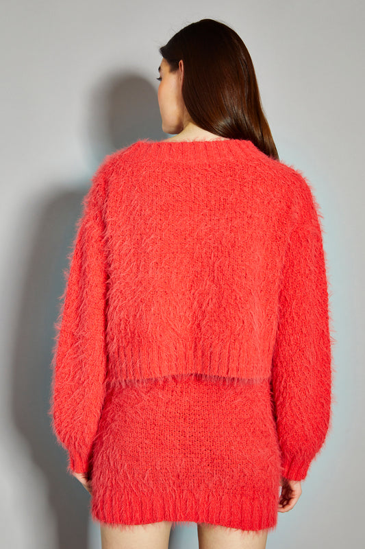 Glamorous Coral Red Knit Long Sleeve Jumper