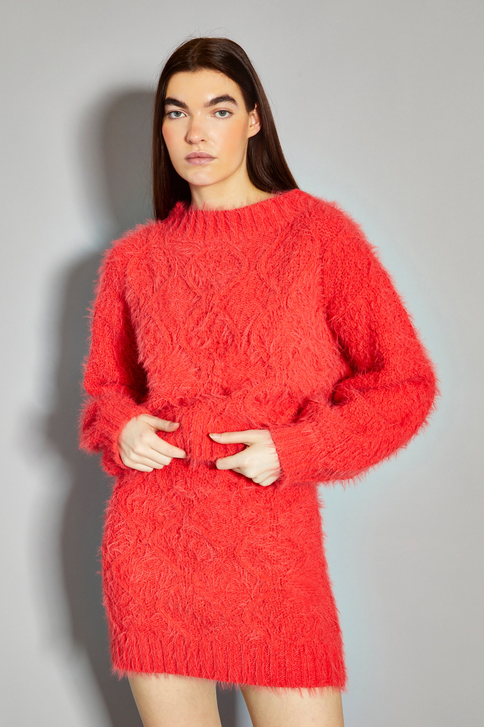 Glamorous Coral Red Knit Long Sleeve Jumper