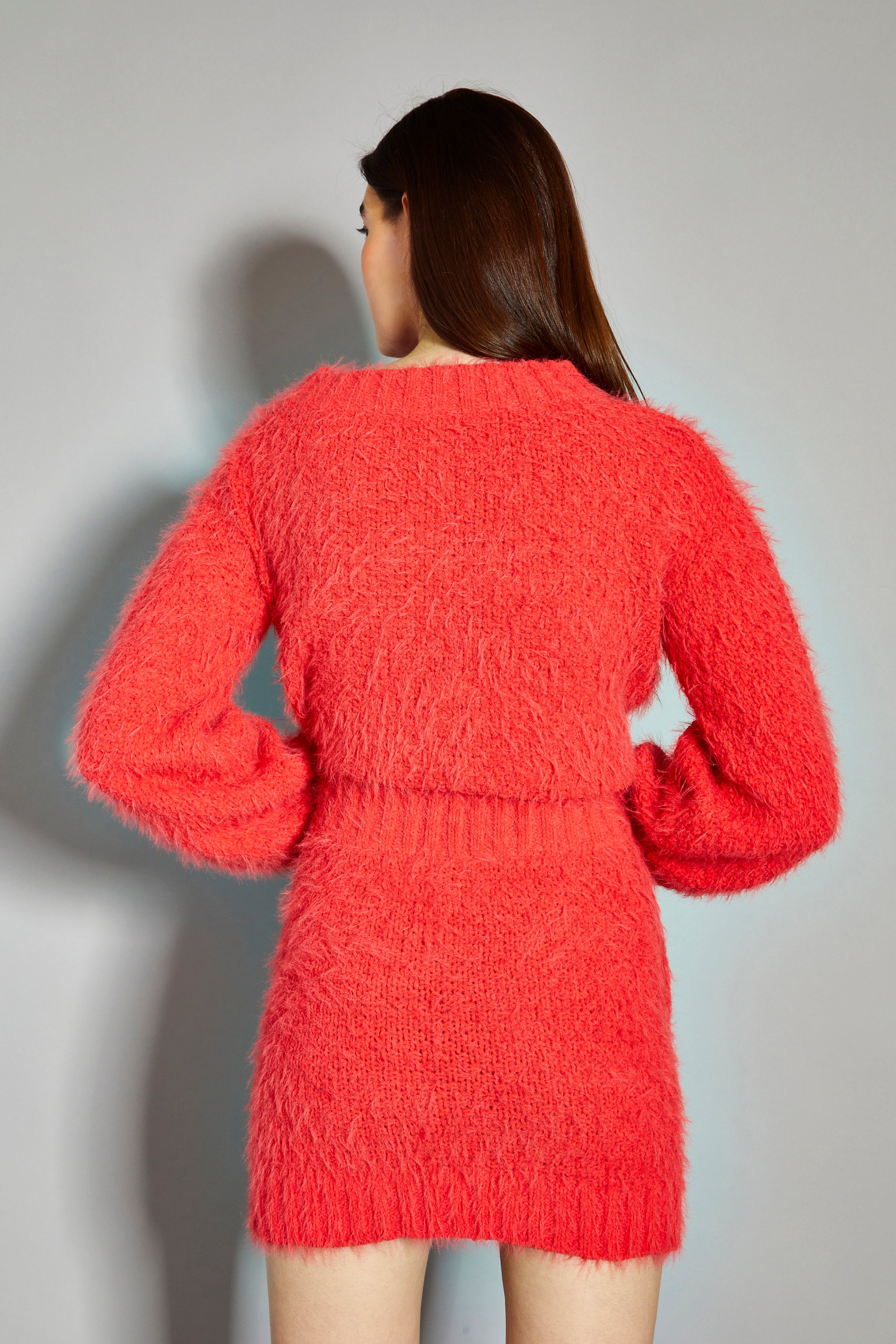 Glamorous Coral Red Knitted Mini Skirt