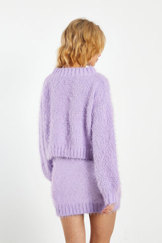 Glamorous Lilac Mini Skirt with Front Cable Knit Detail