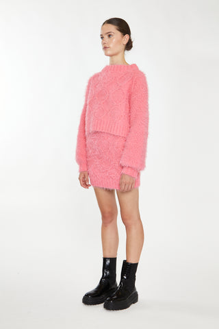 Glamorous Pink Knitted Mini Skirt