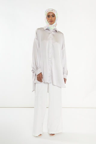 Silver Grey Shirt Dress