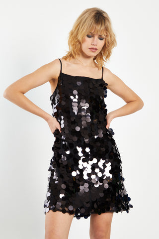 Glamorous Black Statement Sequin Strappy A-Line Mini Dress