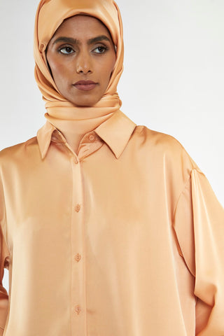 Apricot Satin Long Sleeve Shirt