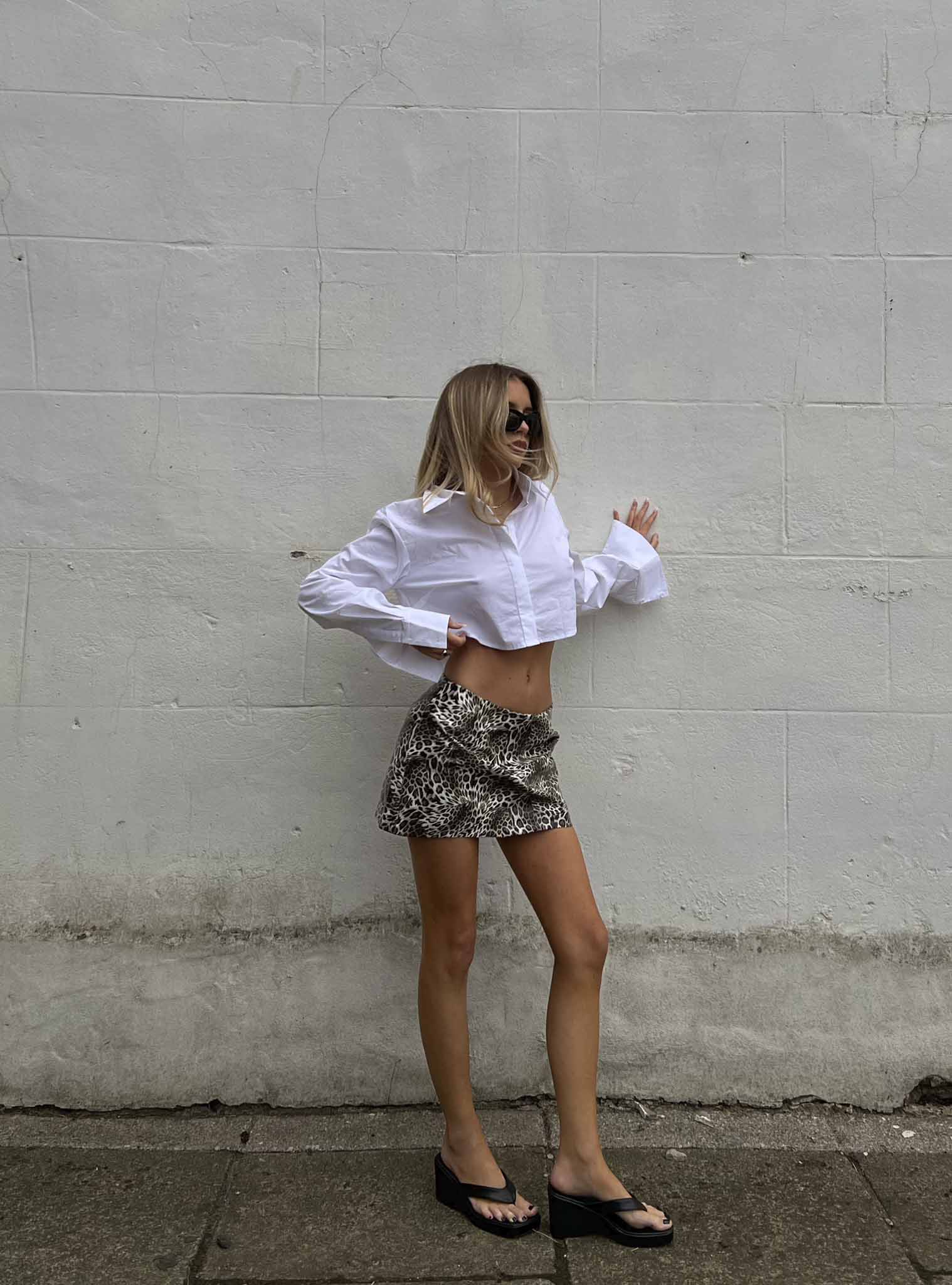 Glamorous Leopard Print PU Mini Skirt