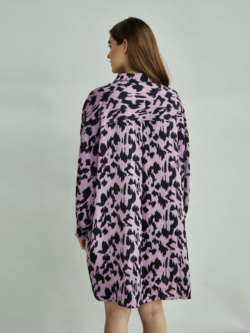 Glamorous Dusty Lilac Sketch Animal Print Shirt Dress