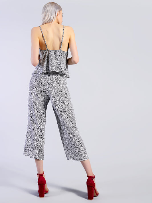 Glamorous Dalmatian Spot High Waisted 3/4 Length Trousers
