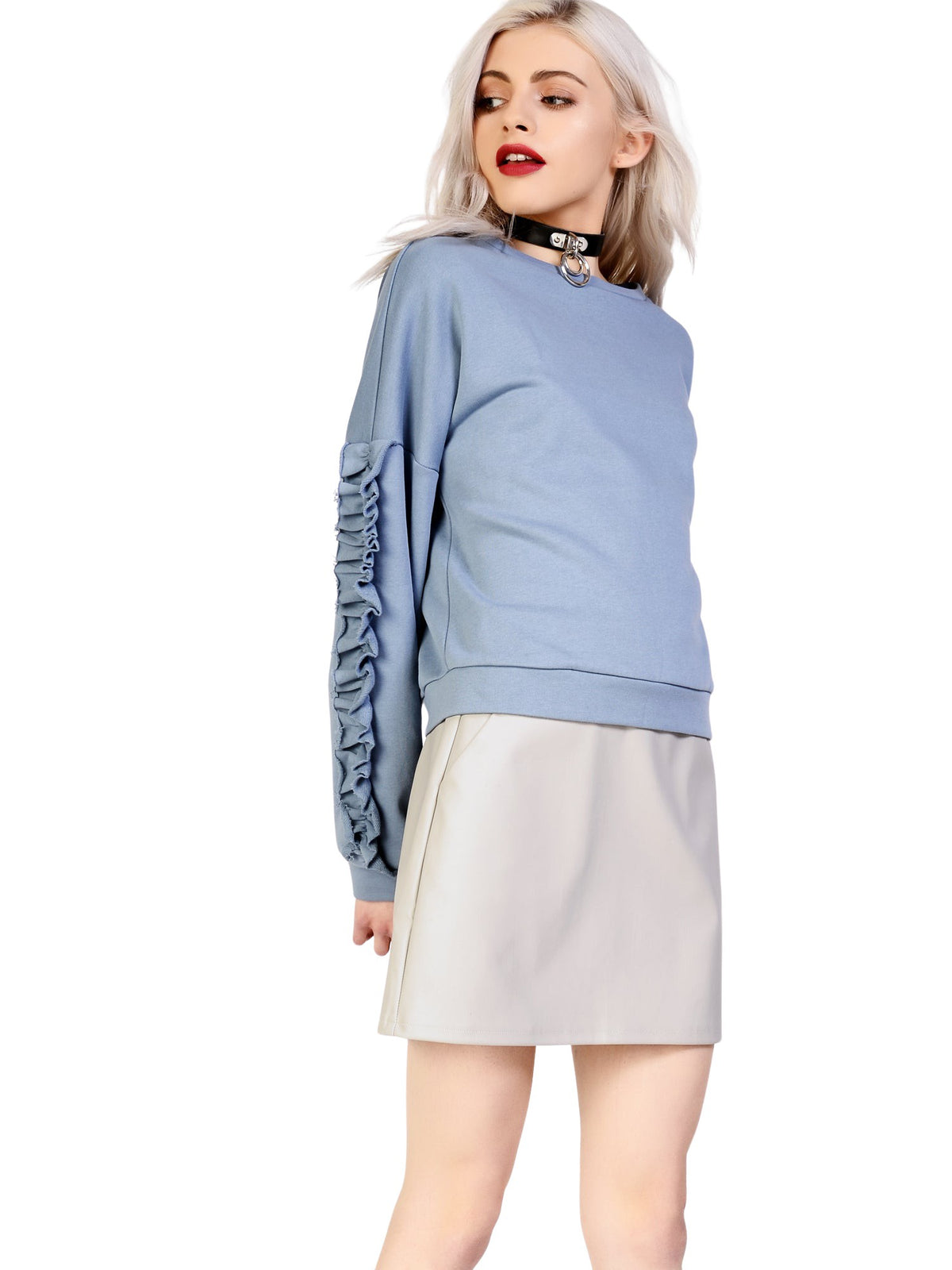 Glamorous Light Grey Polyester Mini Skirt