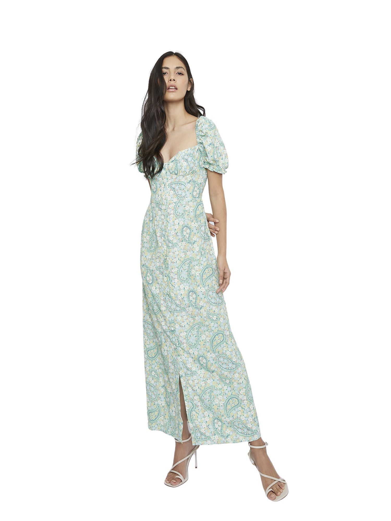 Glamorous Green Paisley Floral Midi Dress Glamorous Green Paisley Floral Midi Dress